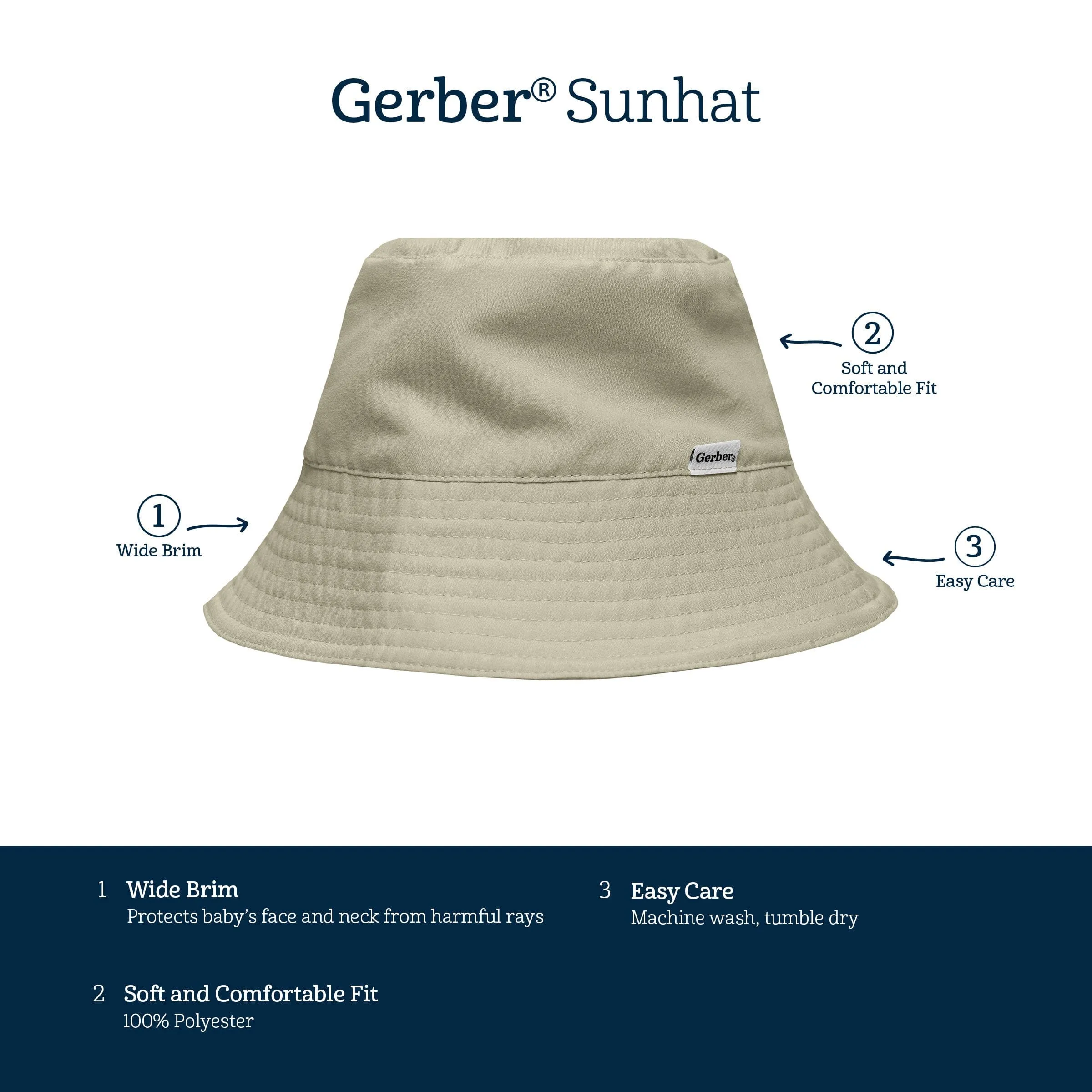 Toddler Neutral UPF 50  Olive Sun Hat
