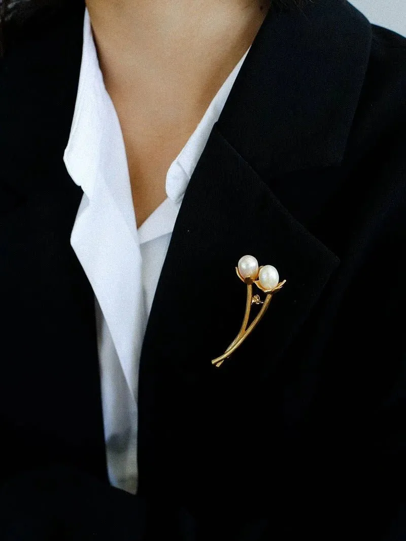 Tulip Freshwater Pearl Brooch Pins