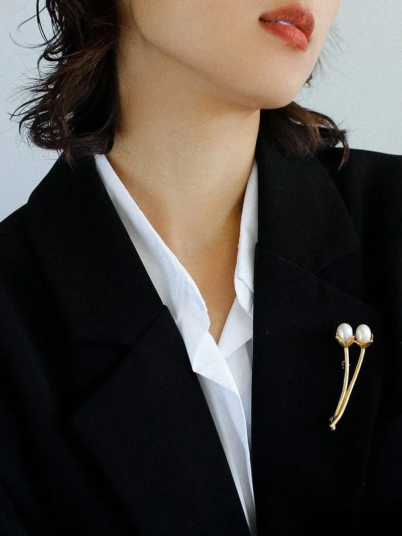 Tulip Freshwater Pearl Brooch Pins