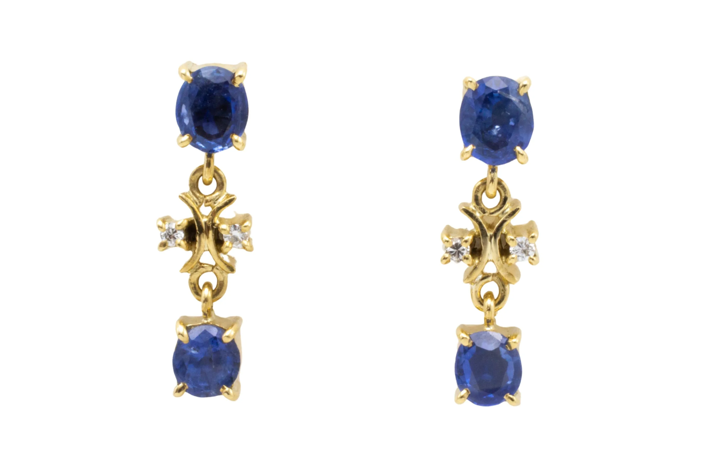 Vintage sapphire and diamond pendant earrings