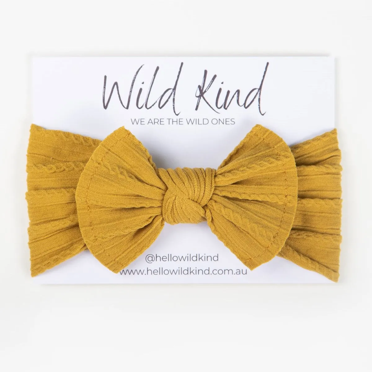 Wild Kind Ayla Wide Bow Headband - Mustard