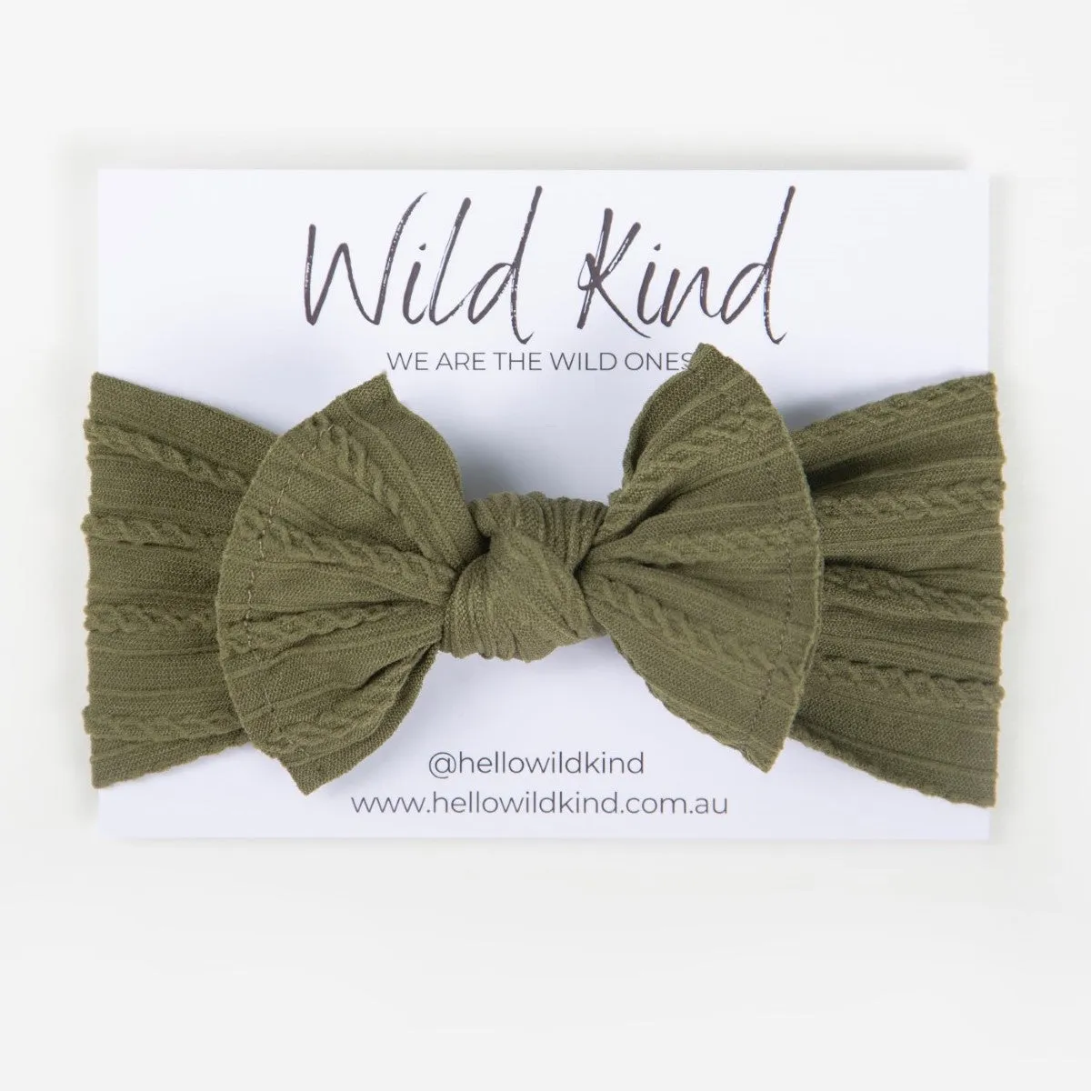Wild Kind Ayla Wide Bow Headband - Olive