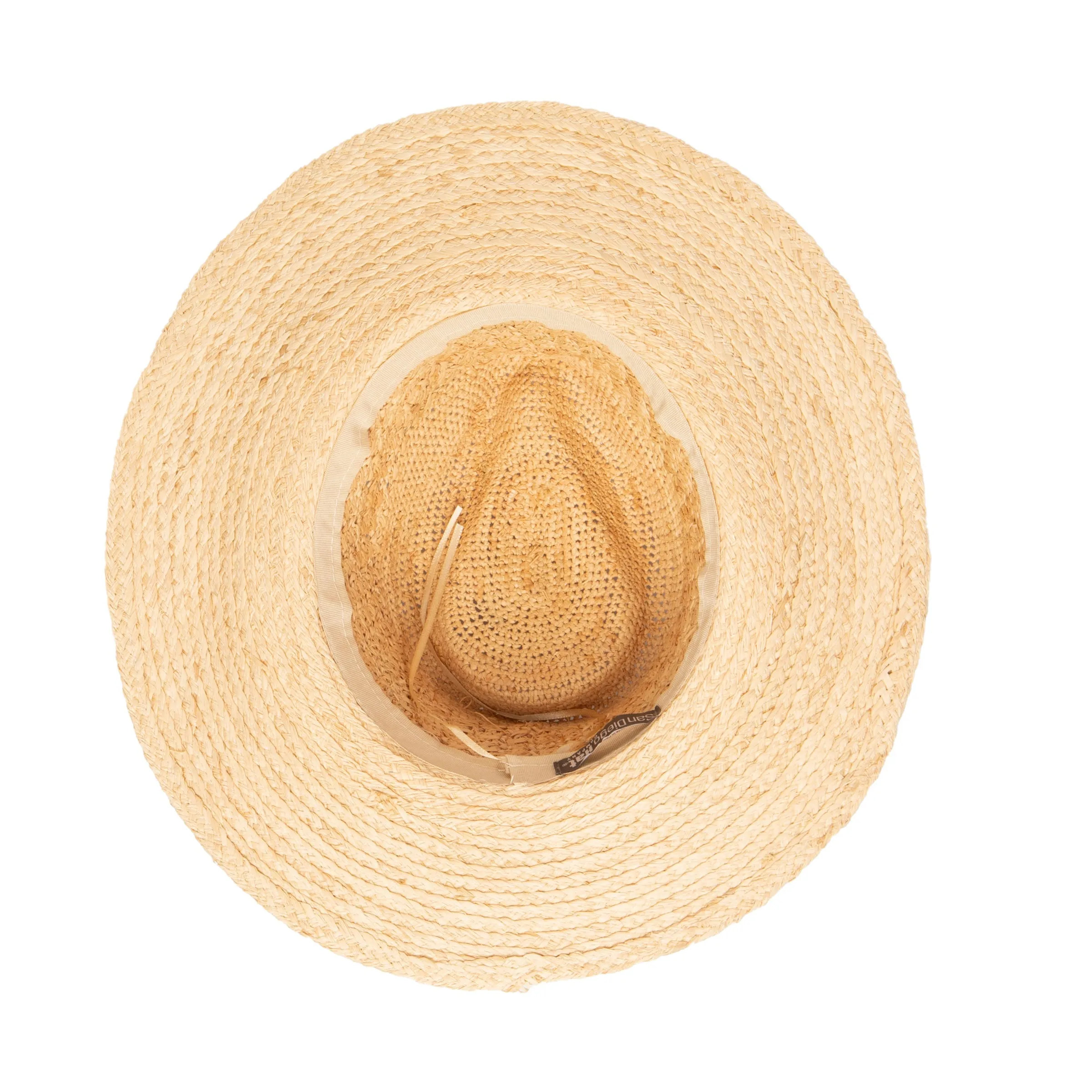 Women's Mixed Raffia Fedora w/ Hand Crochet Crown & Raffia Braid Brim