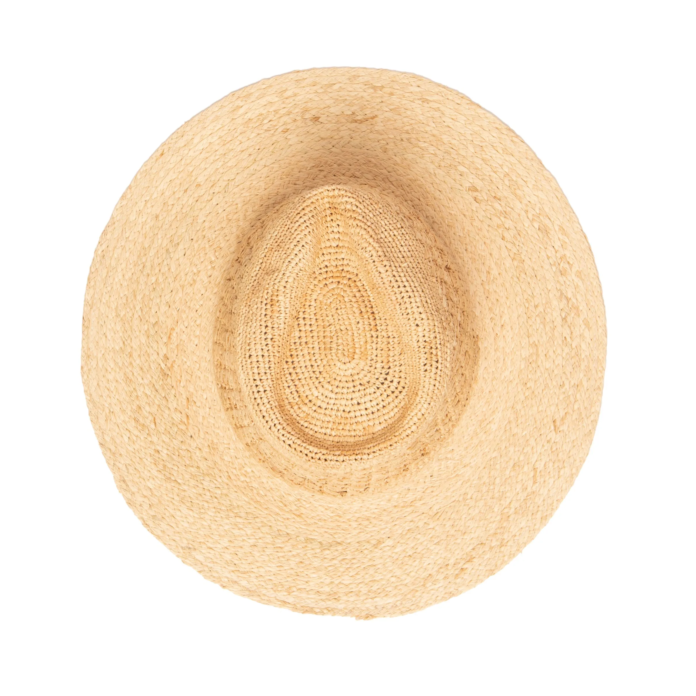 Women's Mixed Raffia Fedora w/ Hand Crochet Crown & Raffia Braid Brim