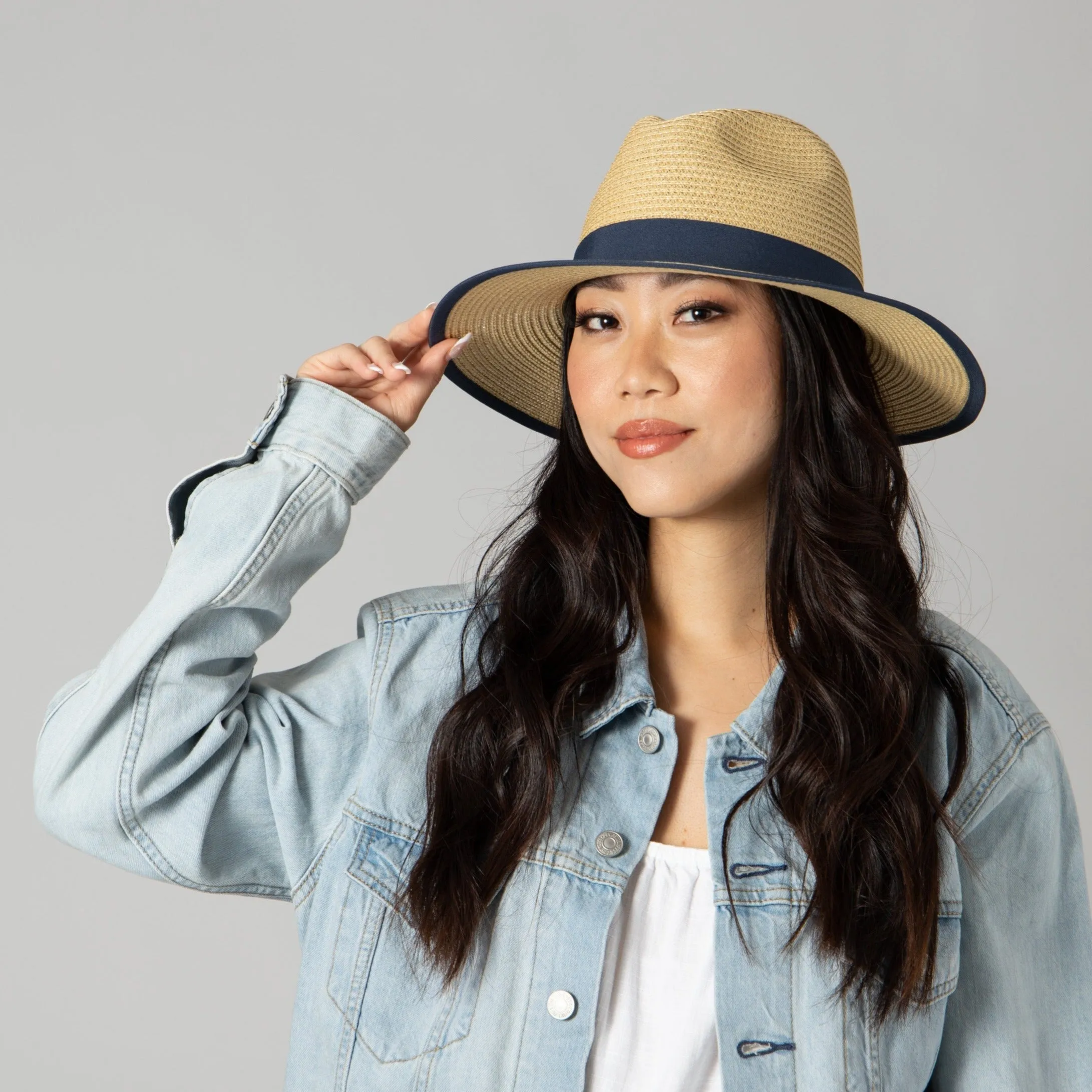 Women's Paperbraid Fedora With Pop Color Grosgrain