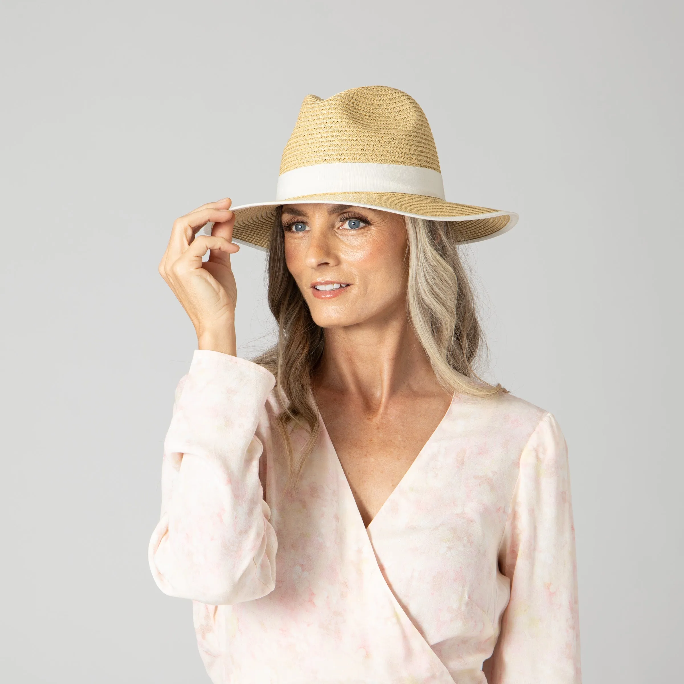 Women's Paperbraid Fedora With Pop Color Grosgrain
