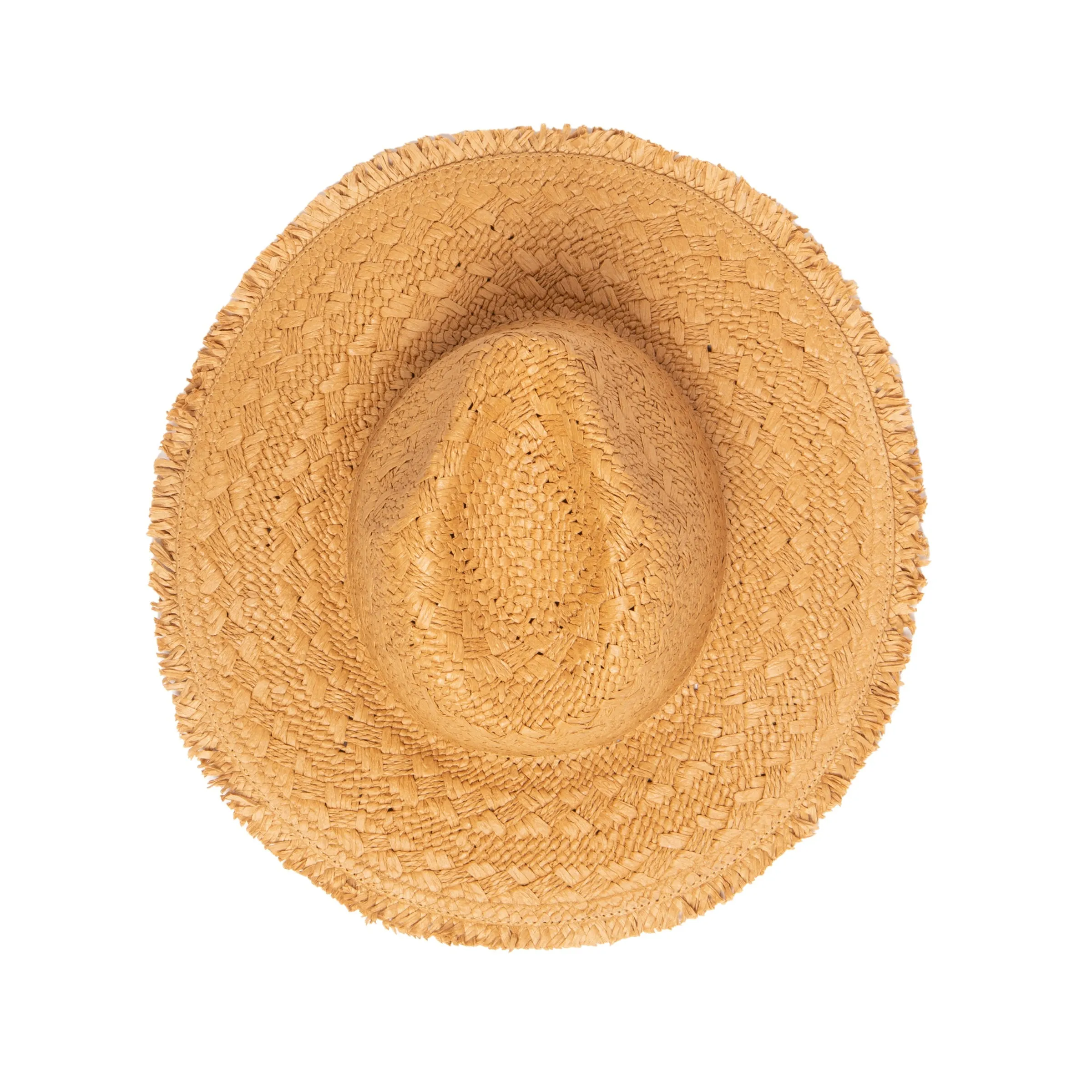 Women's Woven Pattern Fedora With Fray Edge
