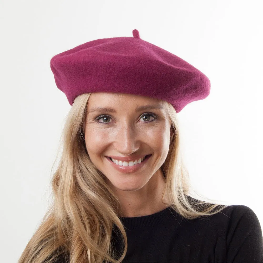Wool Beret - Raspberry