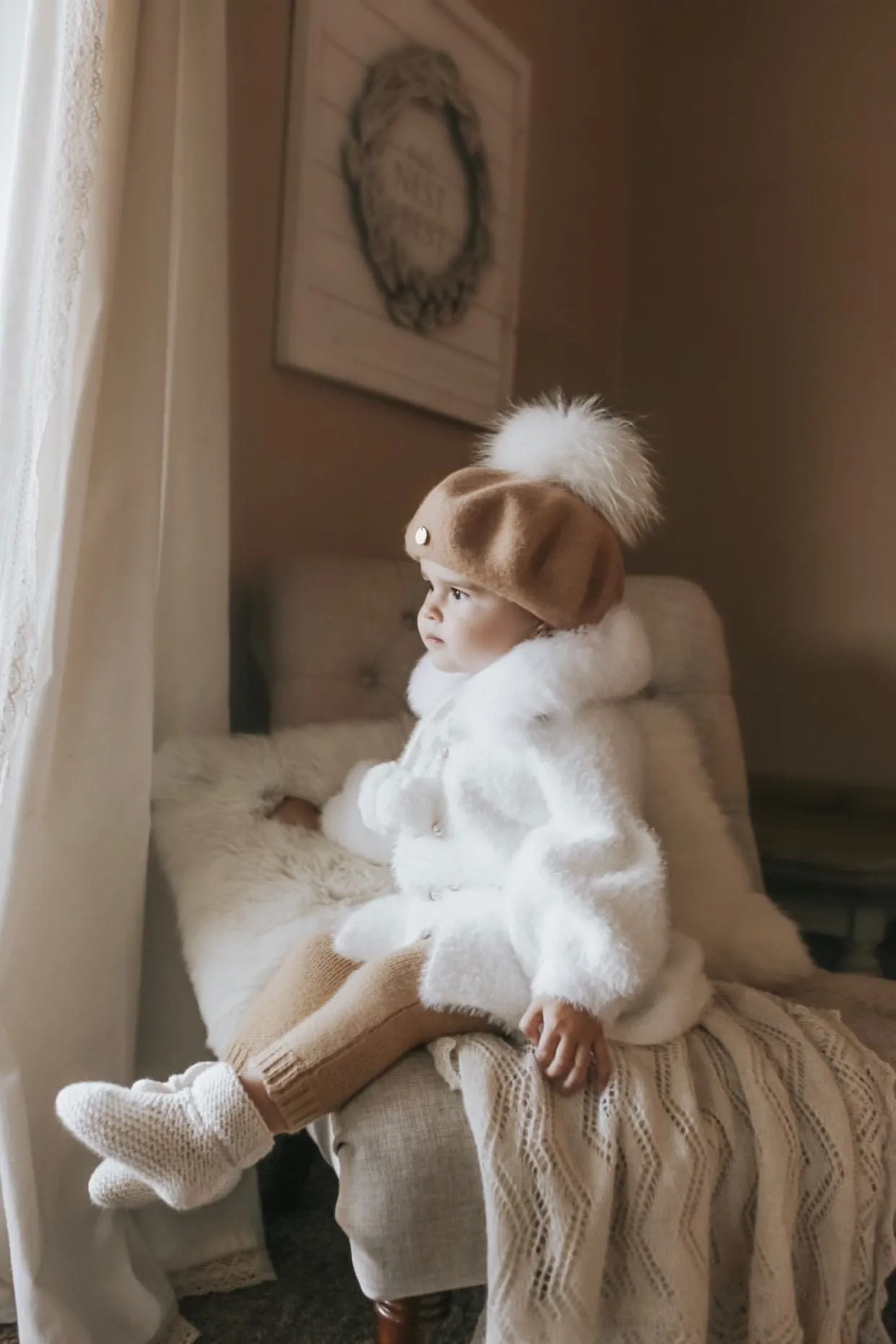 Wool Beret with Pom Pom