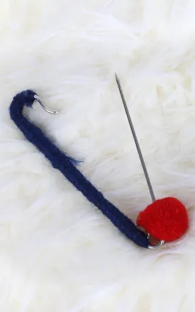 YHP10002 Navy Red Large Cloth Safety Pin Brooch